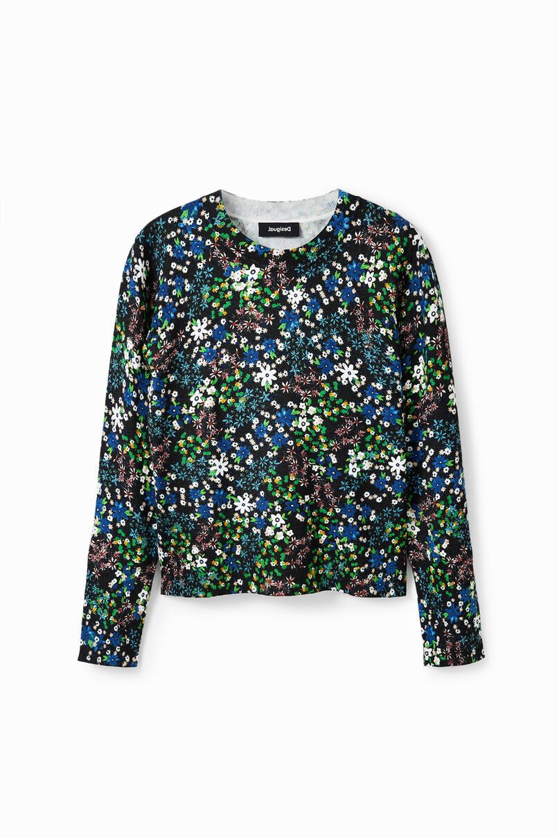 Slim floral fine pullover