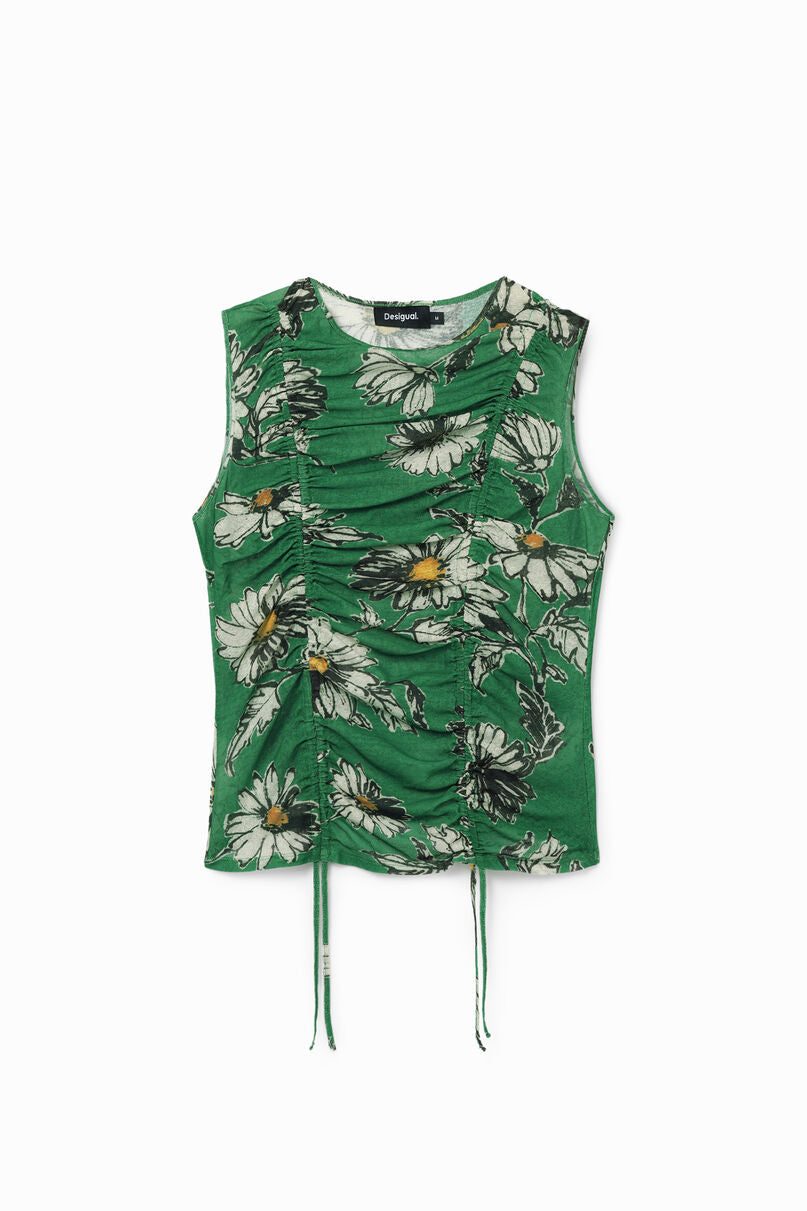 Ruched floral T-shirt
