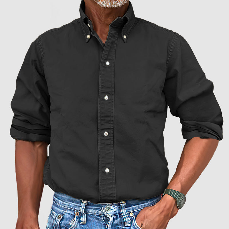 Herren Vintage Premium Langarmhemd mit Waschung