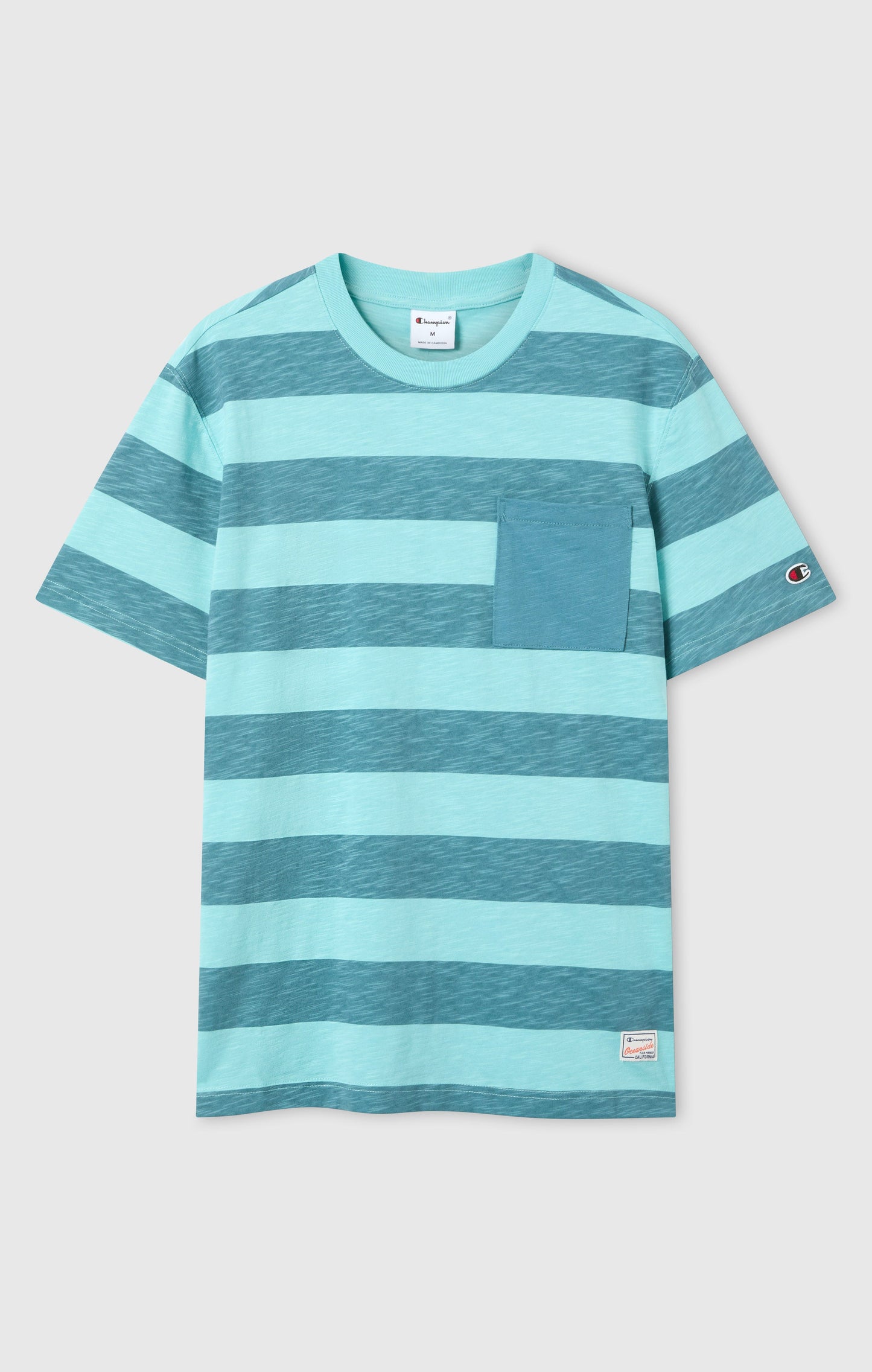 Herren gestreiftes T-Shirt mit Tasche