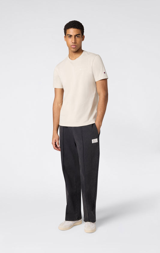 Men's Pants with Stitched Pleat and Washed Effect