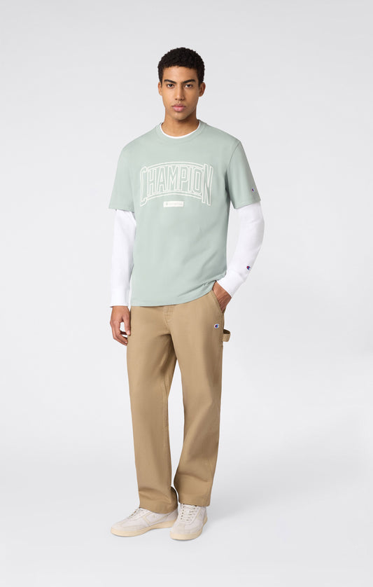Herren Rundhals-T-Shirt mit Puffdruck-Logo