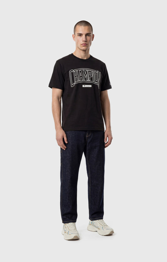 Herren Rundhals-T-Shirt mit Puffdruck-Logo