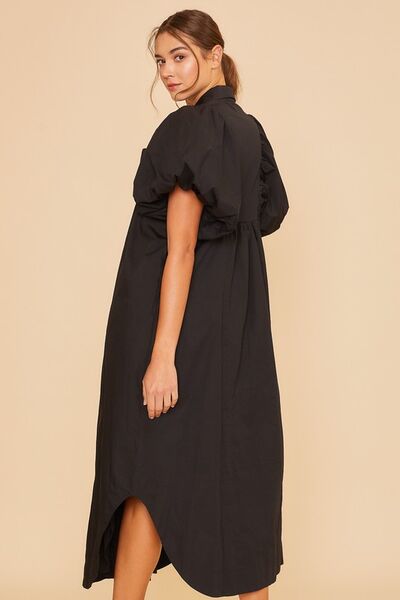 Annie Wear Midikleid mit gesmokten Puffärmeln