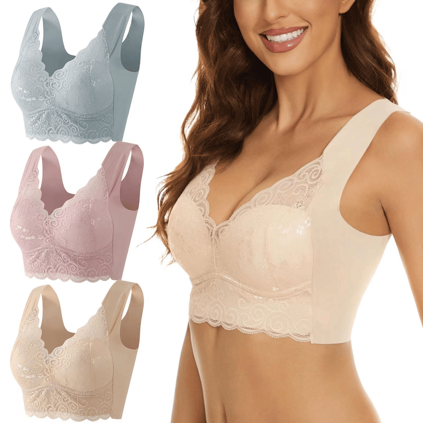 š„Letzter Tag: 1 kaufen, 2 gratisš ā Nahtloser bügelloser Push-up-Spitzen-BH