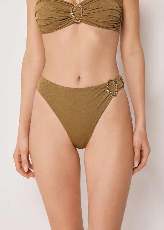 High-Waisted Brazilian Bikini Bottoms Sophisticated Shine