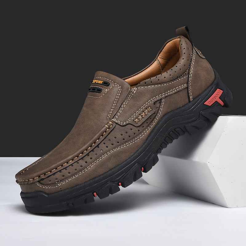 Men's Non-slip Walking Leather Lightweight Breathable Casual Loafers