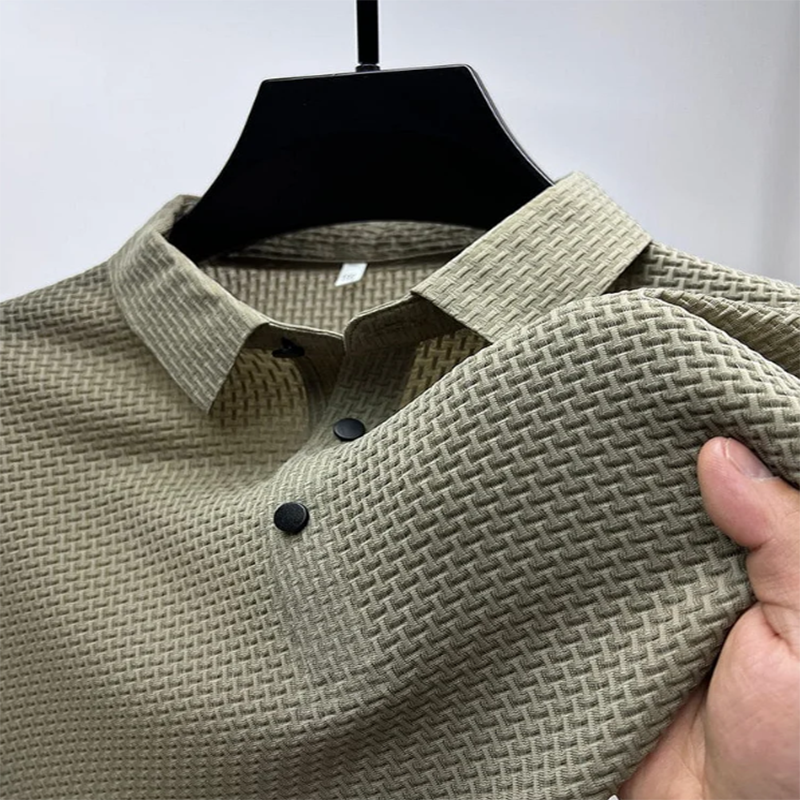 Bequemes, atmungsaktives Herren-Sommer-Mesh-V-Ausschnitt-Kurzarm-POLO-Shirt