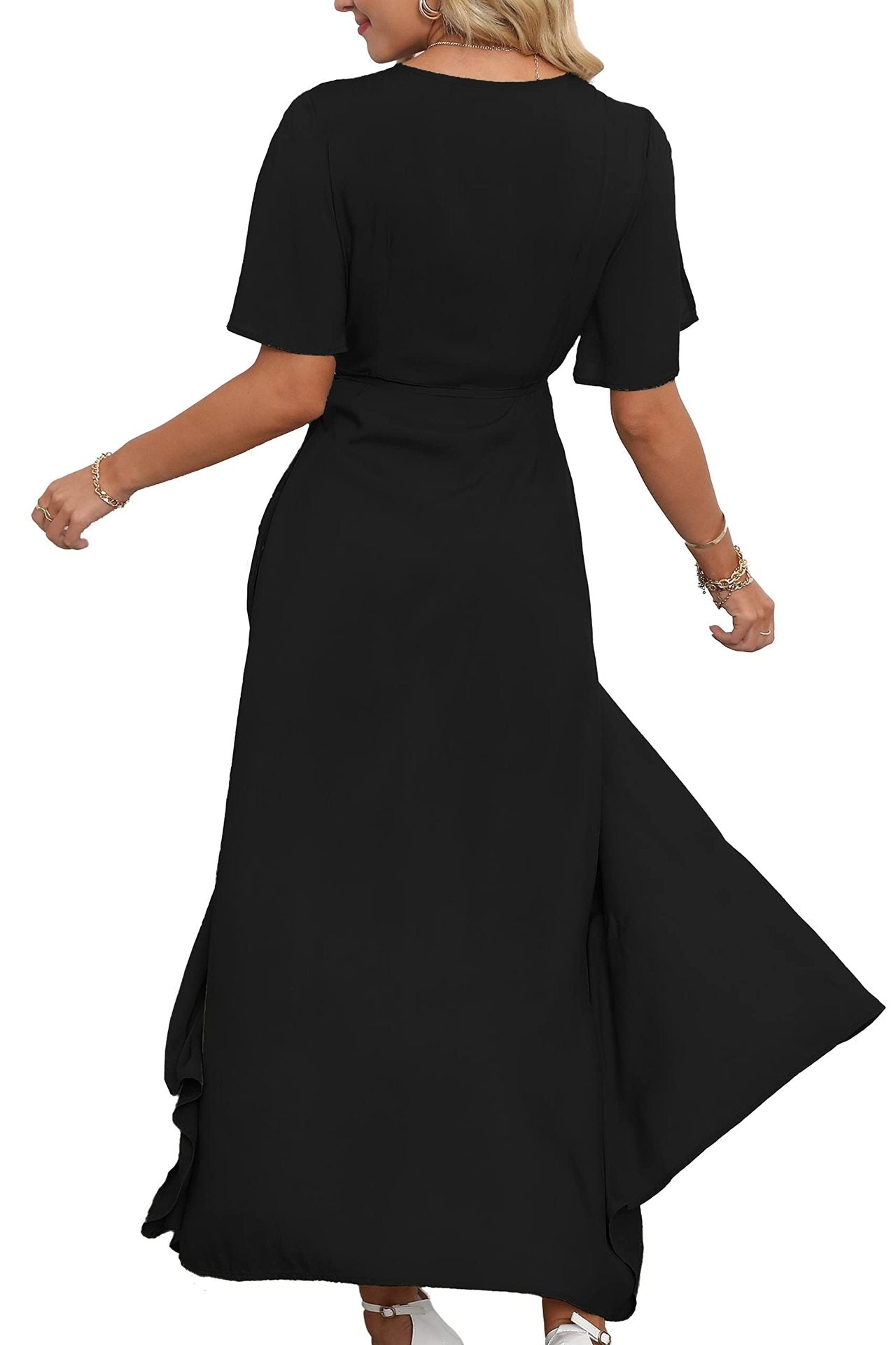 Maxikleid mit V-Ausschnitt und Schlitz