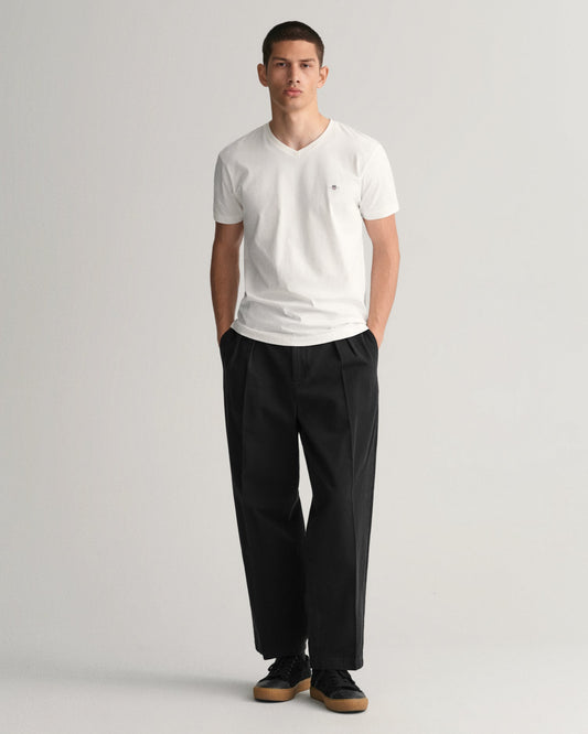 Men's Slim Fit Shield V-Neck T-Shirt - WHITE