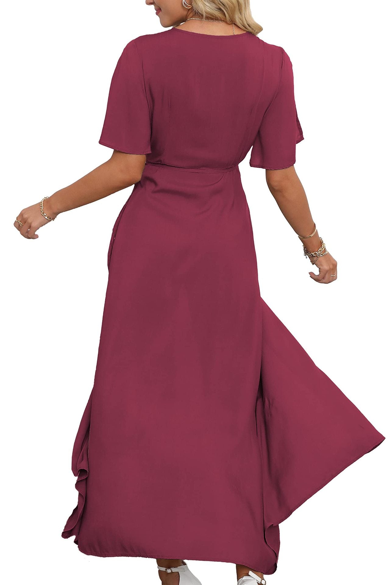 Maxikleid mit V-Ausschnitt und Schlitz