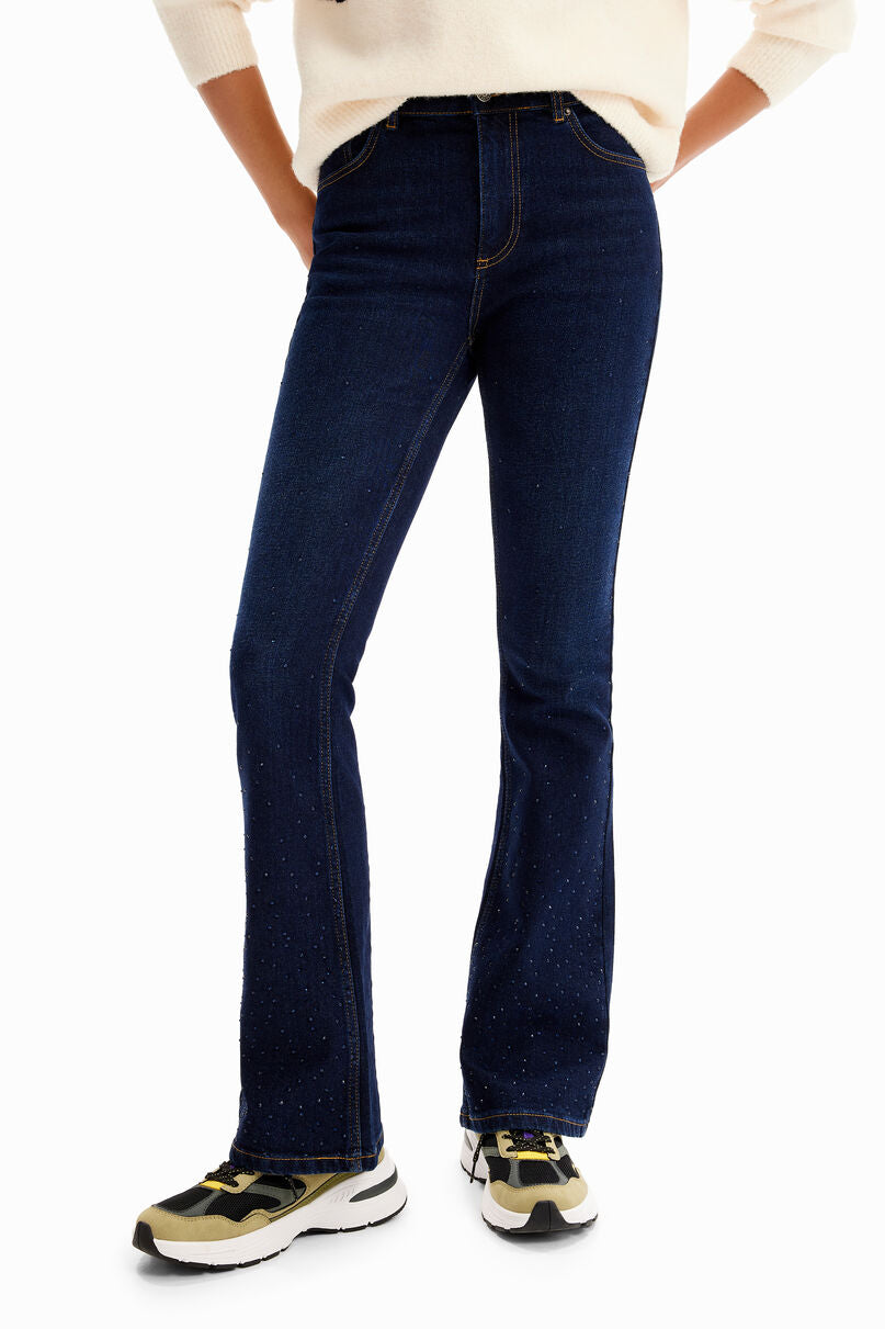 Rhinestone flare jeans