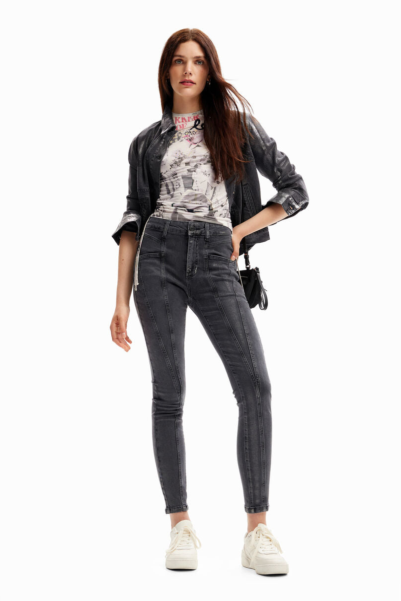 Metallic push-up skinny jeans