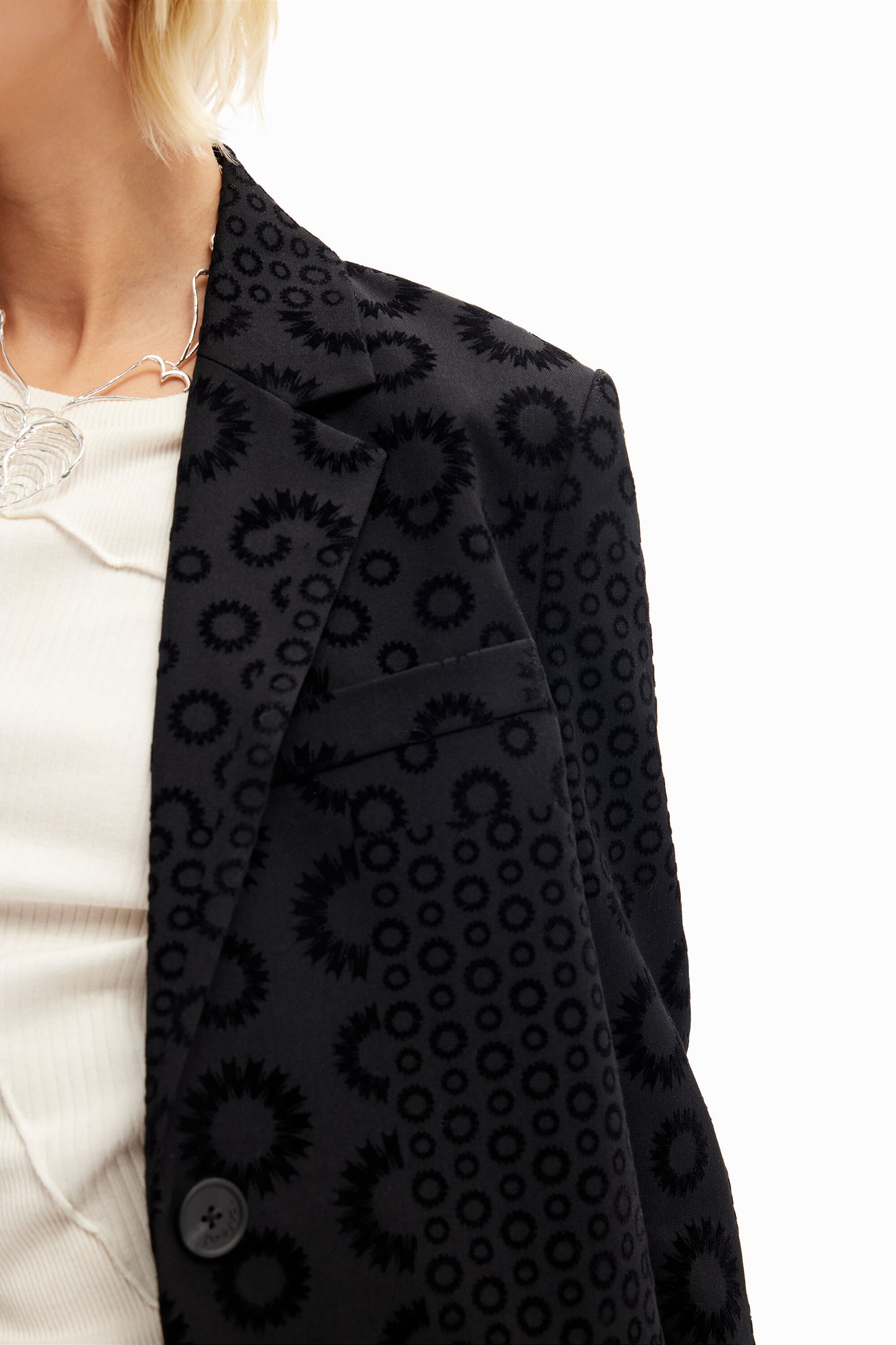 Geometric flocked blazer