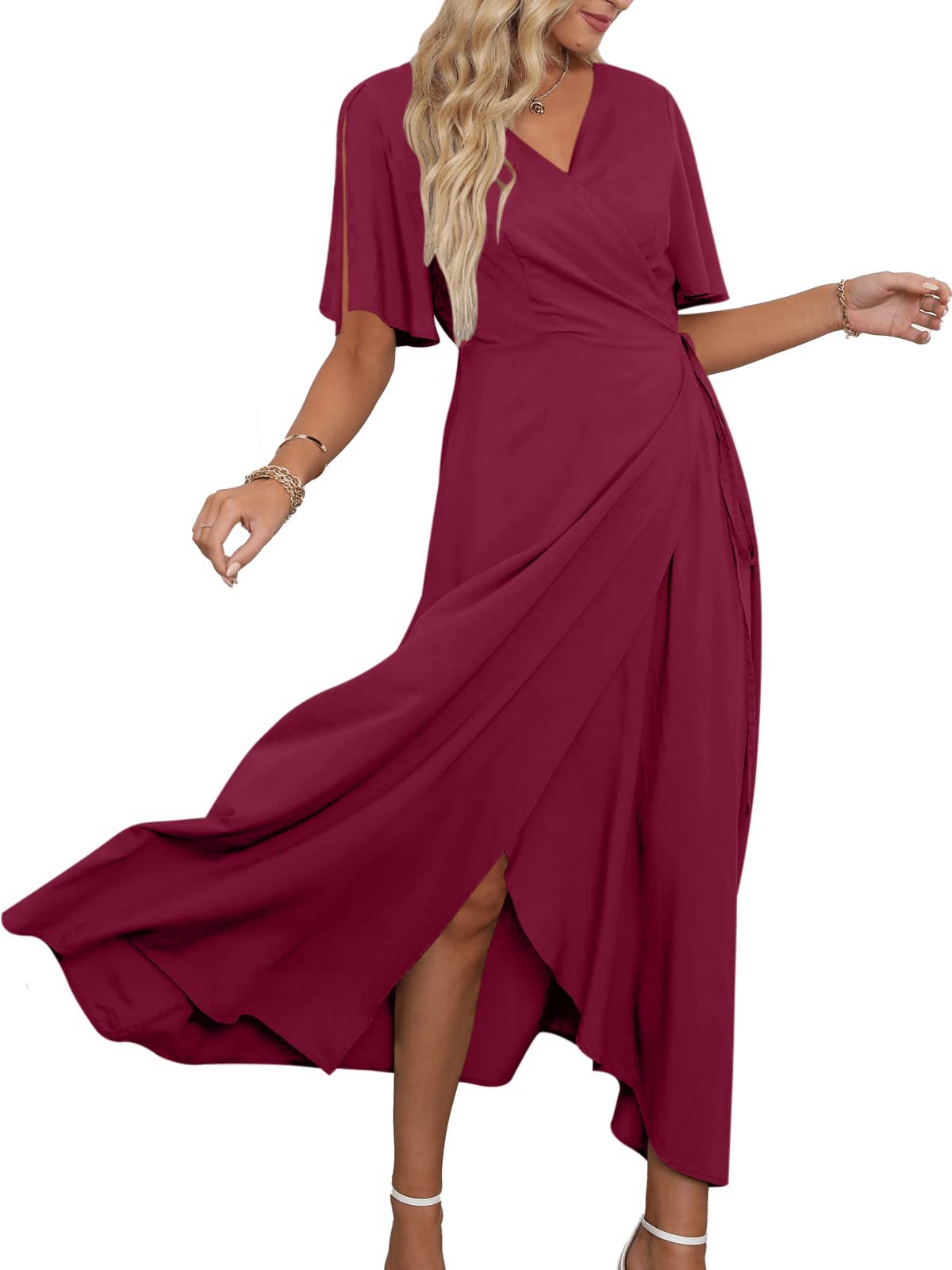 Maxikleid mit V-Ausschnitt und Schlitz
