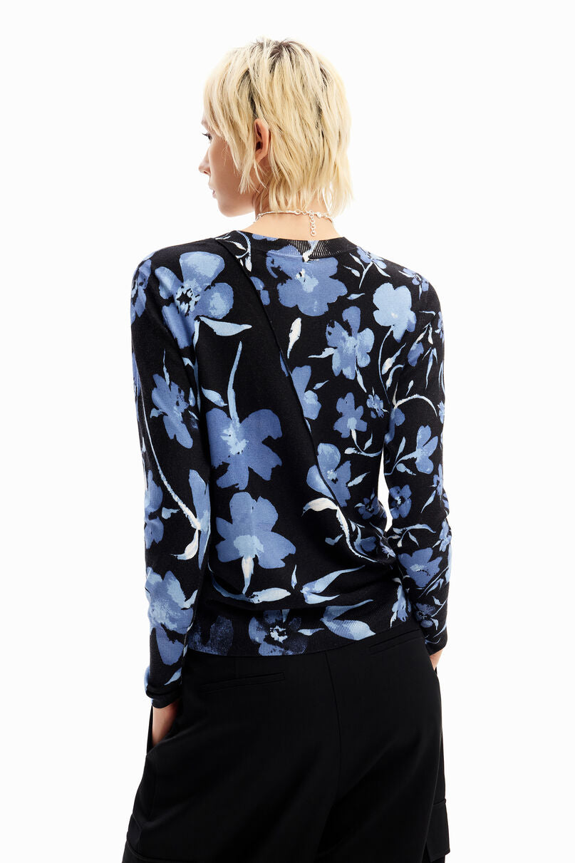 Patchwork floral pullover