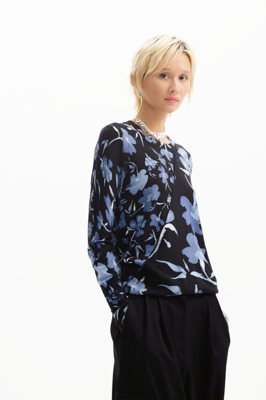 Patchwork floral pullover