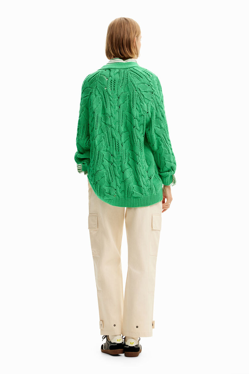 Oversize openwork cardigan