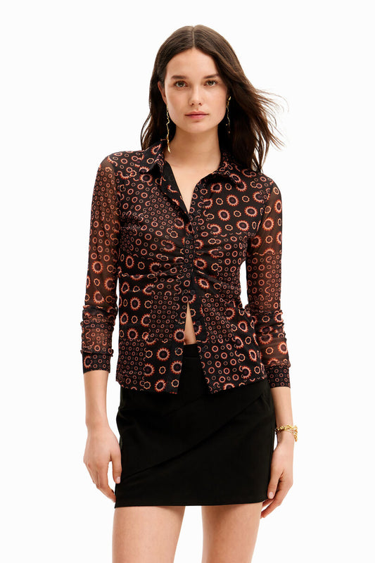 Patchwork gathered T-shirt