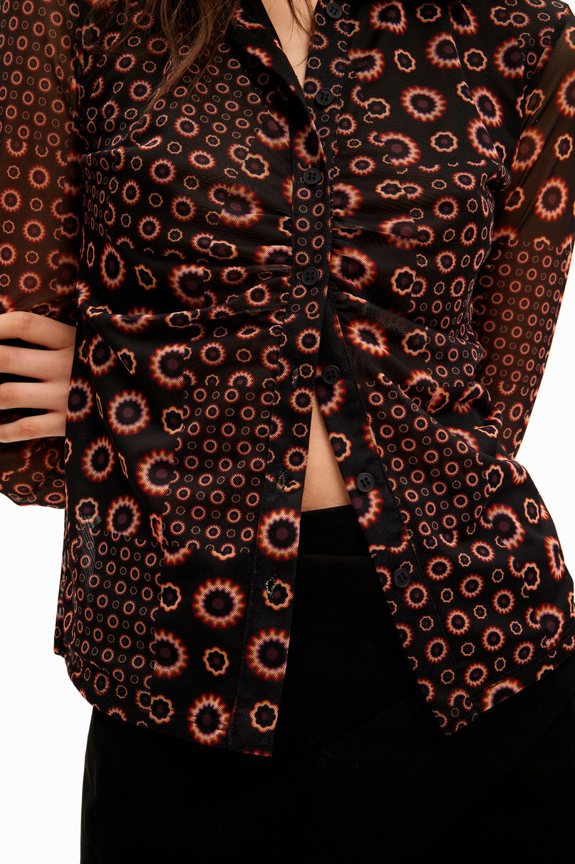 Patchwork gathered T-shirt