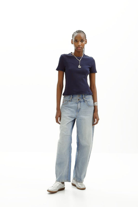 Patchwork openwork T-shirt