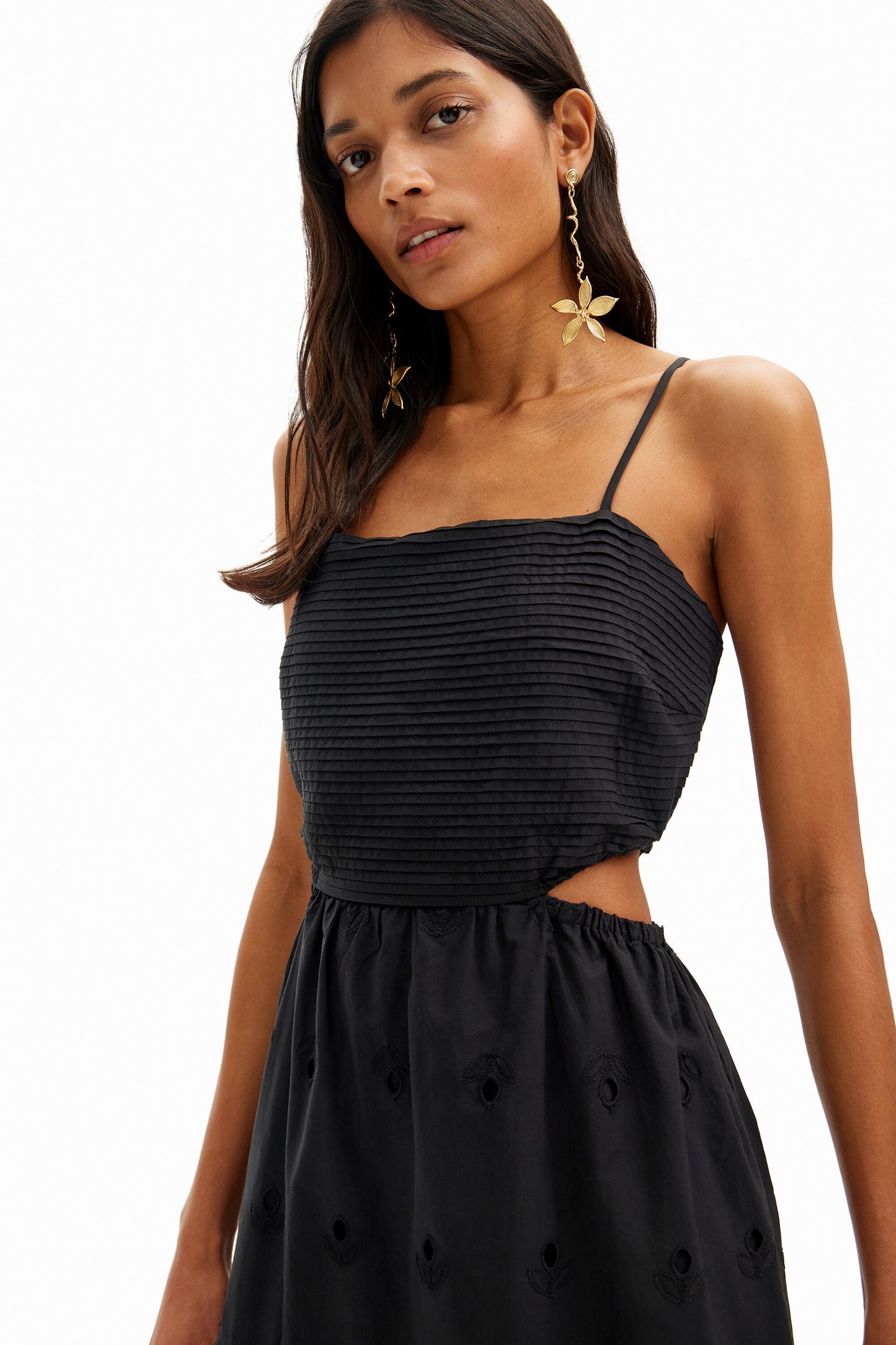Long embroidered cut-out dress