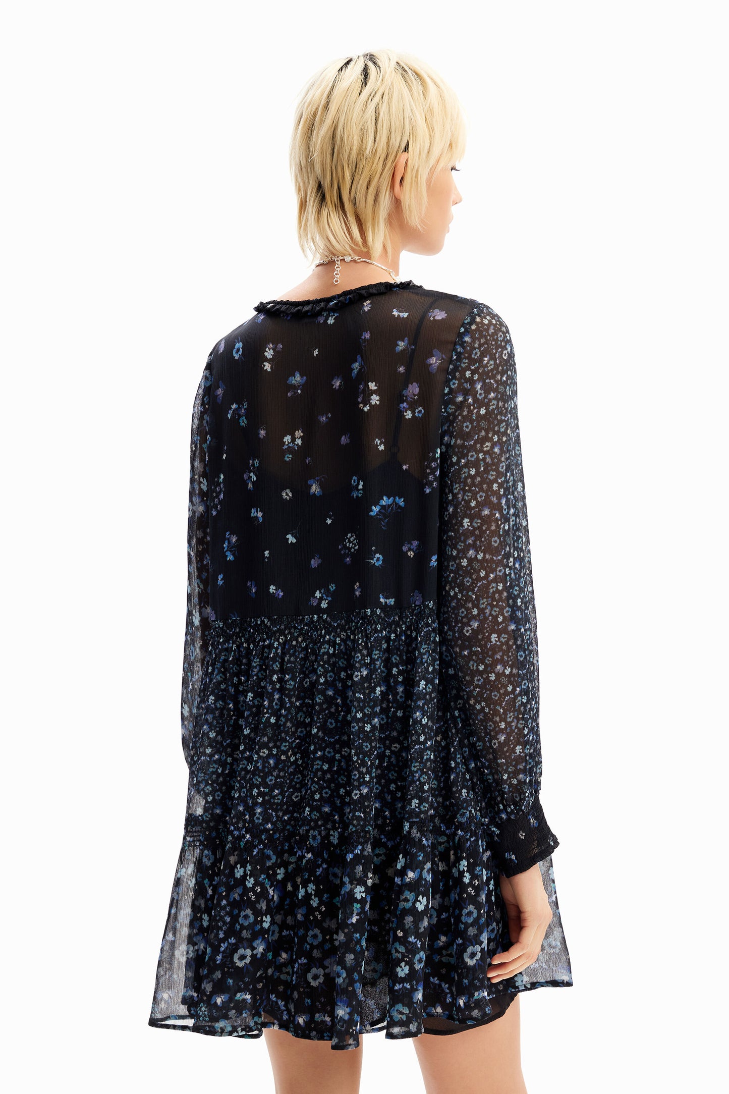Short floral chiffon dress