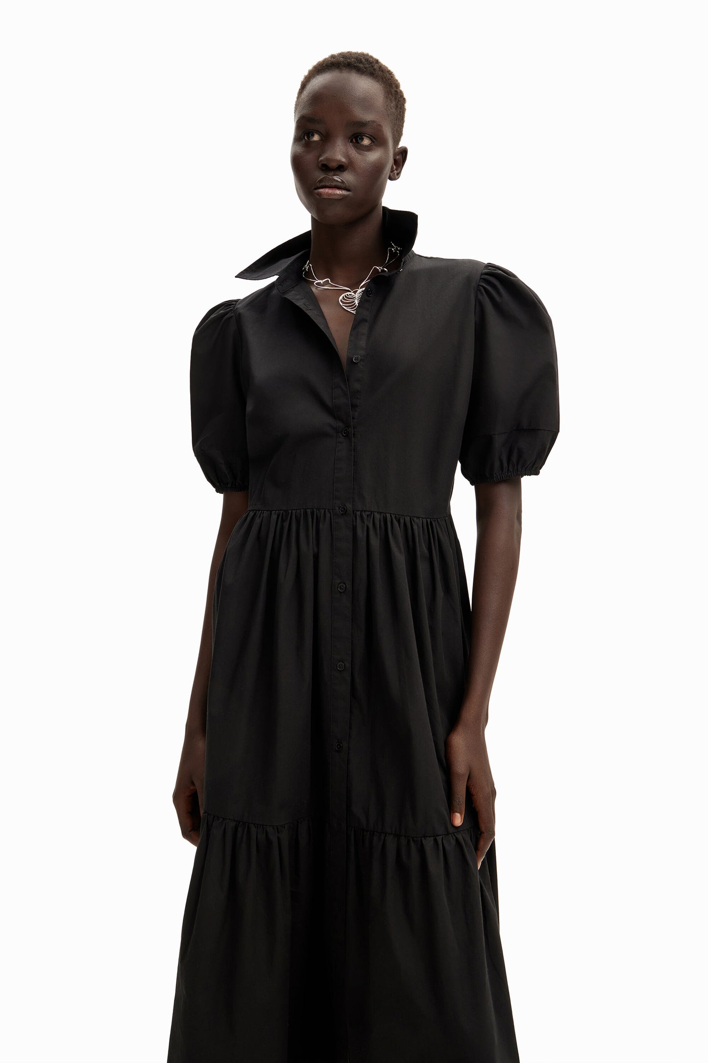Poplin midi shirt dress