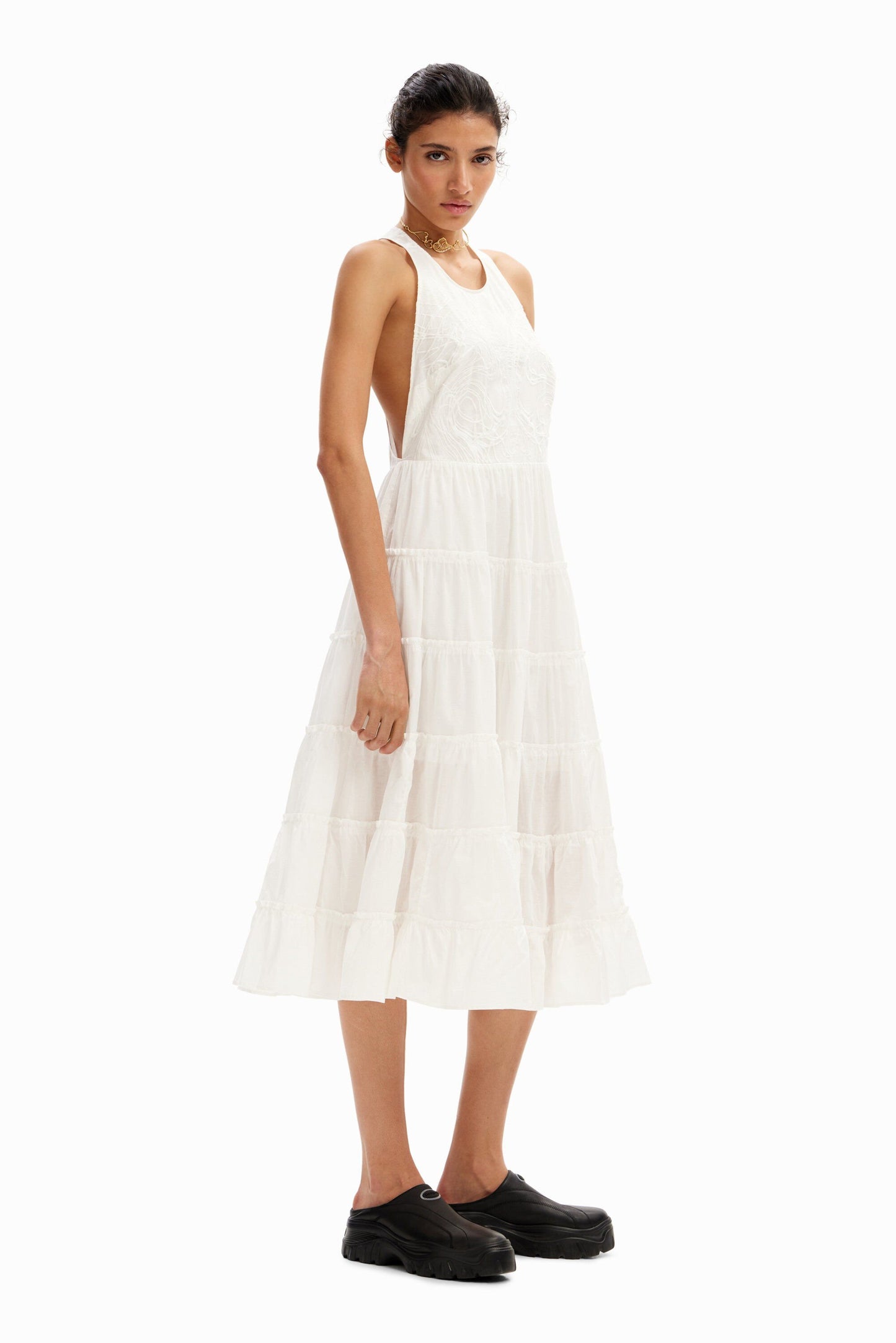 Plunging midi dress