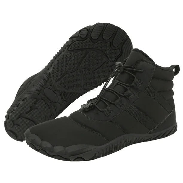 Herren Warme Fleece Barfuß-Stiefel Weite Zehenpartie Orthopädische Stütz-Schneestiefel Wasserdichte Rutschfeste Winterstiefel