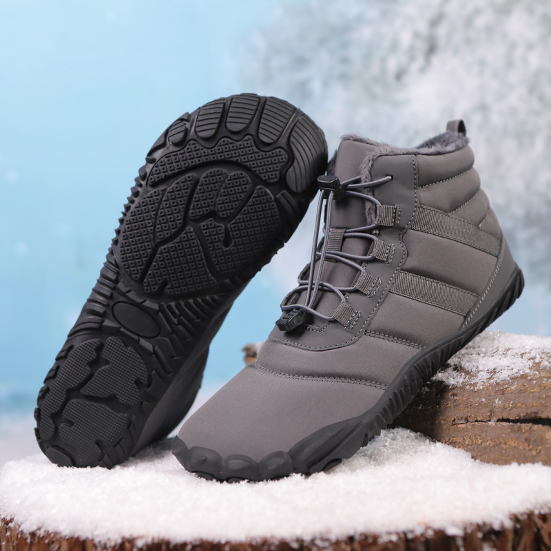 Herren Warme Fleece Barfuß-Stiefel Weite Zehenpartie Orthopädische Stütz-Schneestiefel Wasserdichte Rutschfeste Winterstiefel