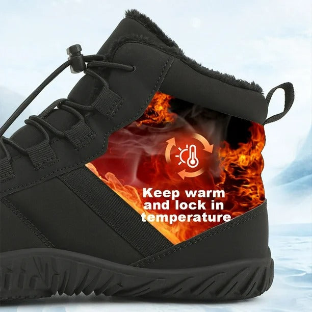 Herren Warme Fleece Barfuß-Stiefel Weite Zehenpartie Orthopädische Stütz-Schneestiefel Wasserdichte Rutschfeste Winterstiefel