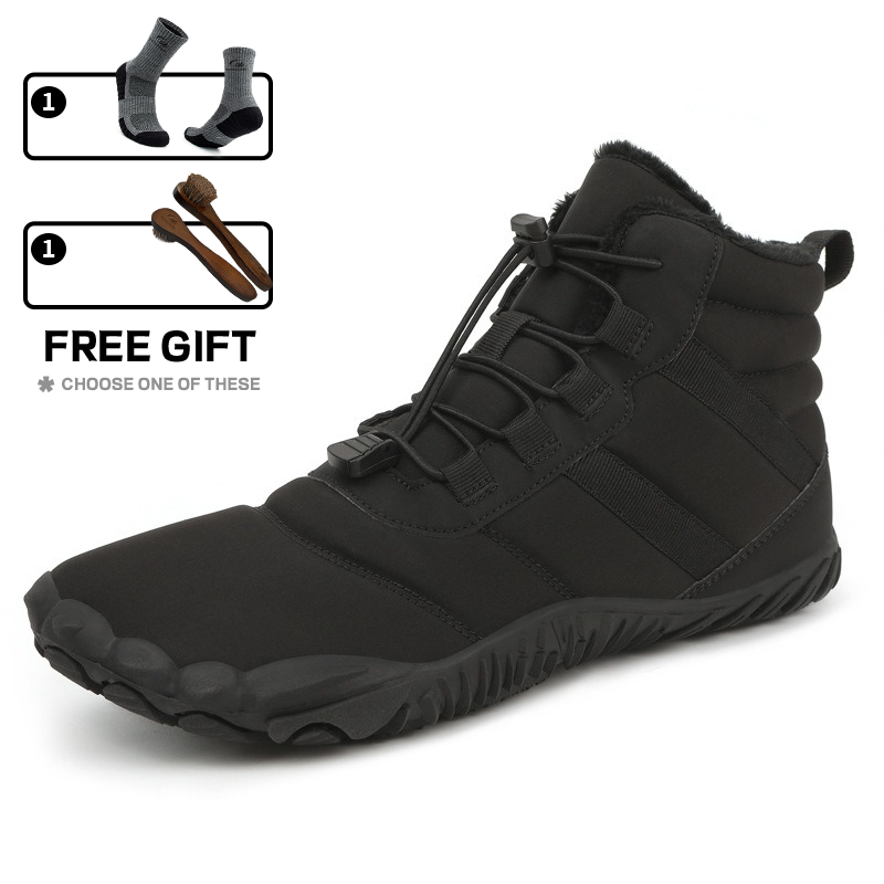 Herren Warme Fleece Barfuß-Stiefel Weite Zehenpartie Orthopädische Stütz-Schneestiefel Wasserdichte Rutschfeste Winterstiefel