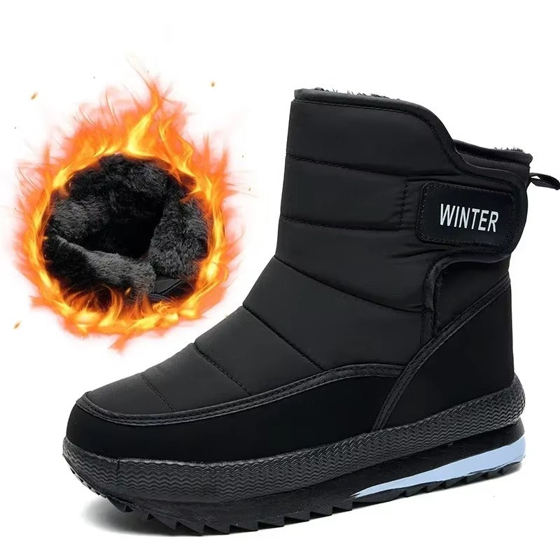 (Limited Time Sale 70%off)Men's Thick Warm Orthopedic Support Wide Toe Snow Boots Non-slip Waterproof Anti-skid Fur Lined Winter Boots