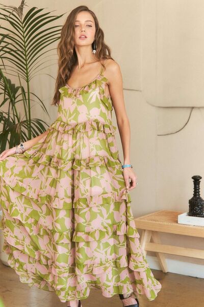 ADORA Camisole-Kleid mit Rüschenstufen und U-Boot-Ausschnitt