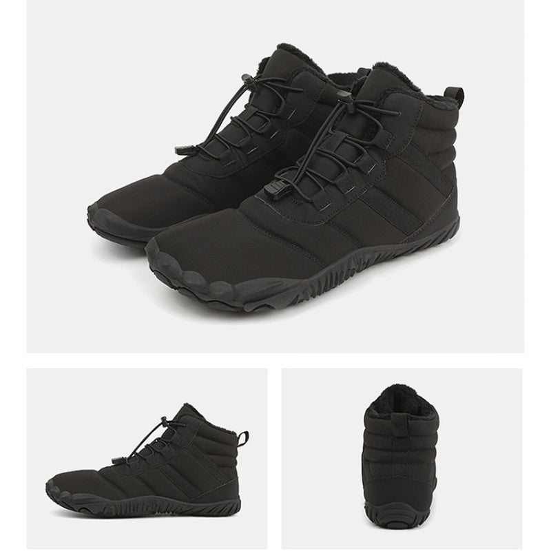 Herren Warme Fleece Barfuß-Stiefel Weite Zehenpartie Orthopädische Stütz-Schneestiefel Wasserdichte Rutschfeste Winterstiefel