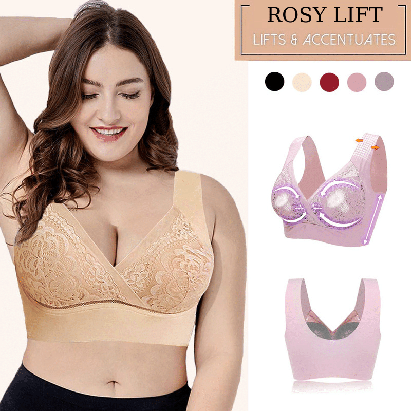 Pink - Großer Größen Komfort Extra Elastischer Kabelloser Spitzen-BH