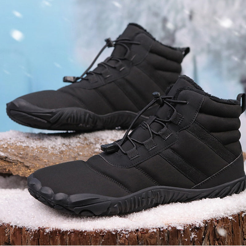 Herren Warme Fleece Barfuß-Stiefel Weite Zehenpartie Orthopädische Stütz-Schneestiefel Wasserdichte Rutschfeste Winterstiefel