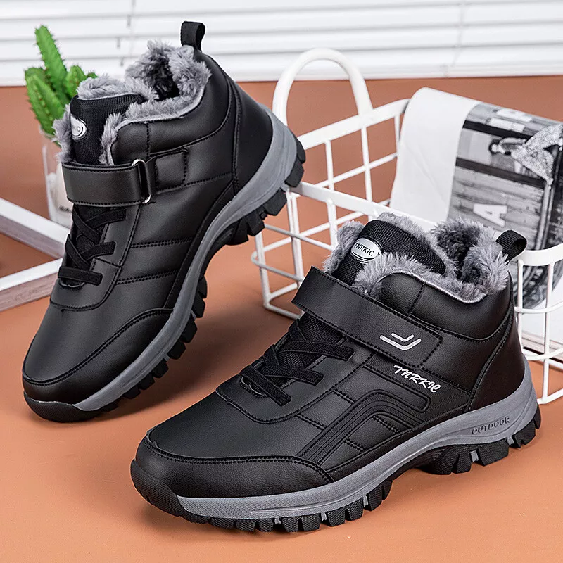 (Limited Time 49% Promotional Discount) Men's Winter Warm Orthopedic Hiking Snow Boots Waterproof Non-slip Wide Toe Arch Support Work Boots