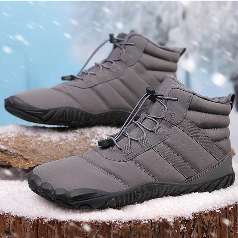 Herren Warme Fleece Barfuß-Stiefel Weite Zehenpartie Orthopädische Stütz-Schneestiefel Wasserdichte Rutschfeste Winterstiefel