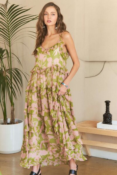 ADORA Camisole-Kleid mit Rüschenstufen und U-Boot-Ausschnitt