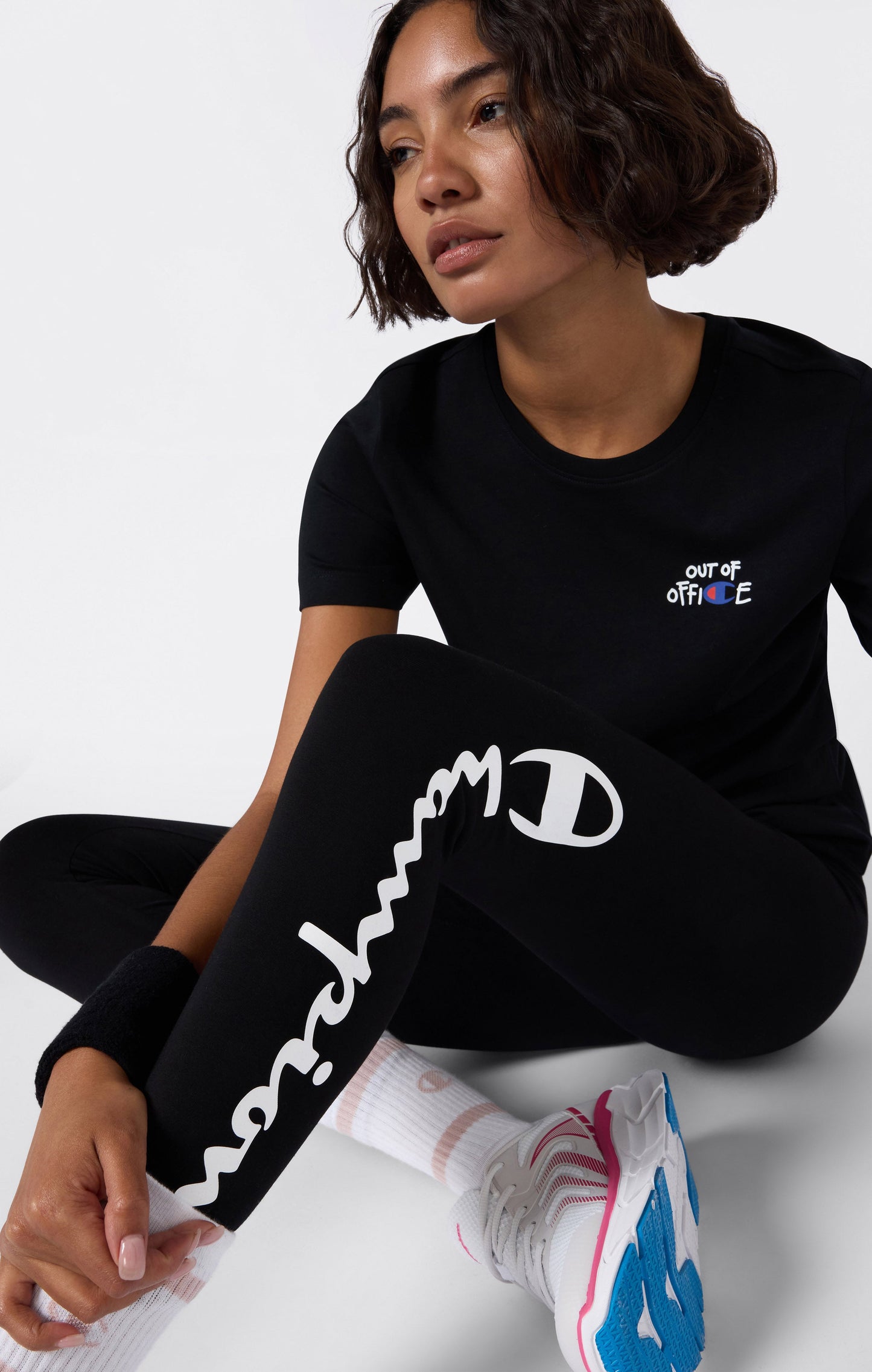 Damen Crop Leggings Script Logo