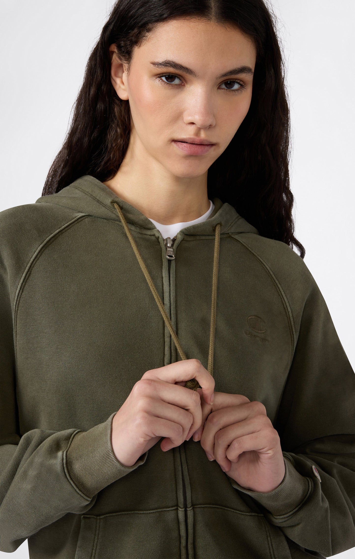 Damen-Kapuzenjacke mit durchgehendem Reißverschluss „Icons“ im Used-Look