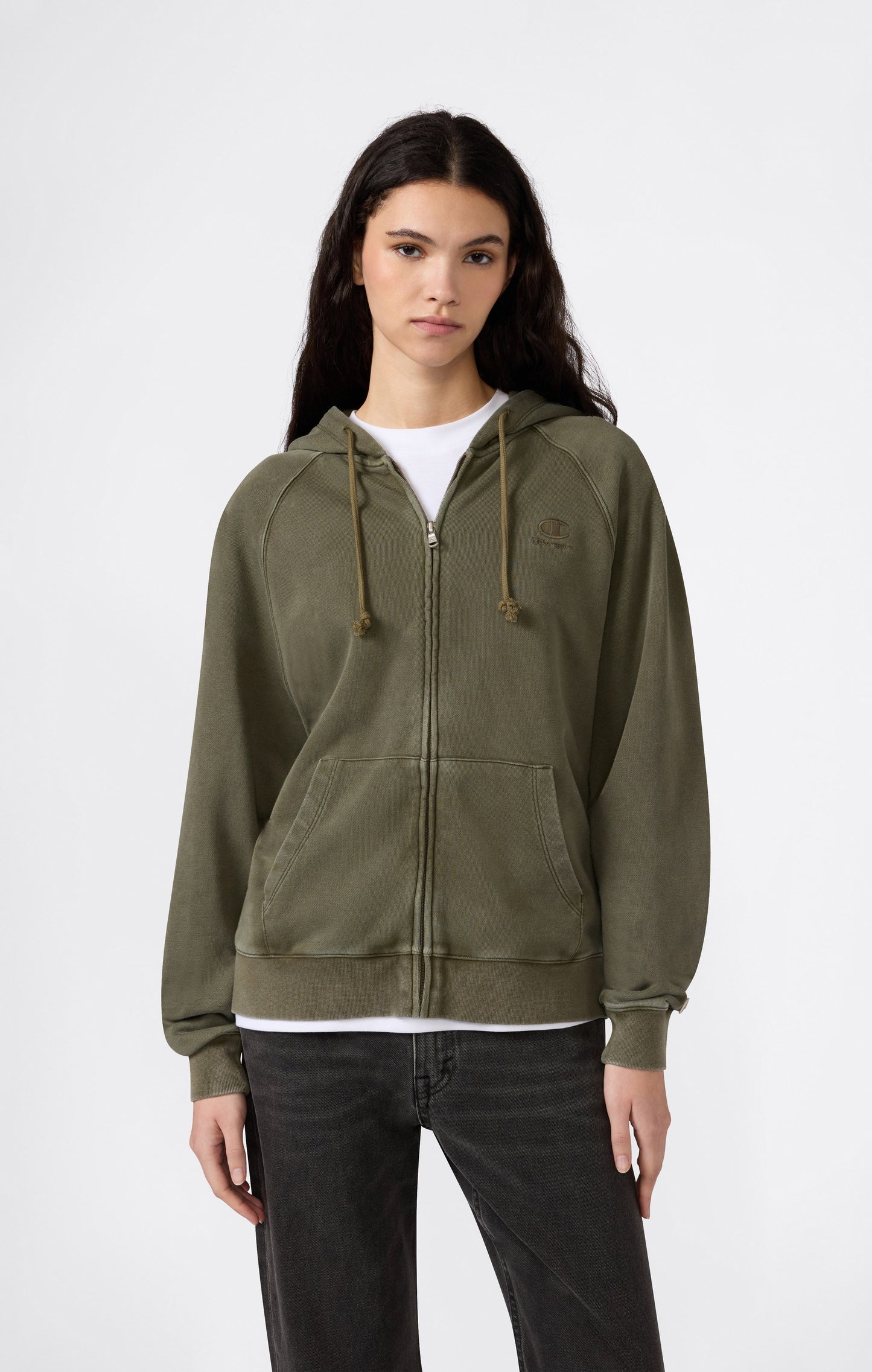 Damen-Kapuzenjacke mit durchgehendem Reißverschluss „Icons“ im Used-Look