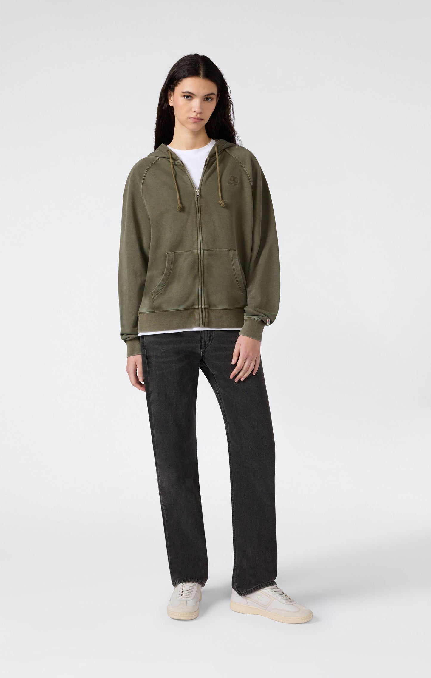 Damen-Kapuzenjacke mit durchgehendem Reißverschluss „Icons“ im Used-Look