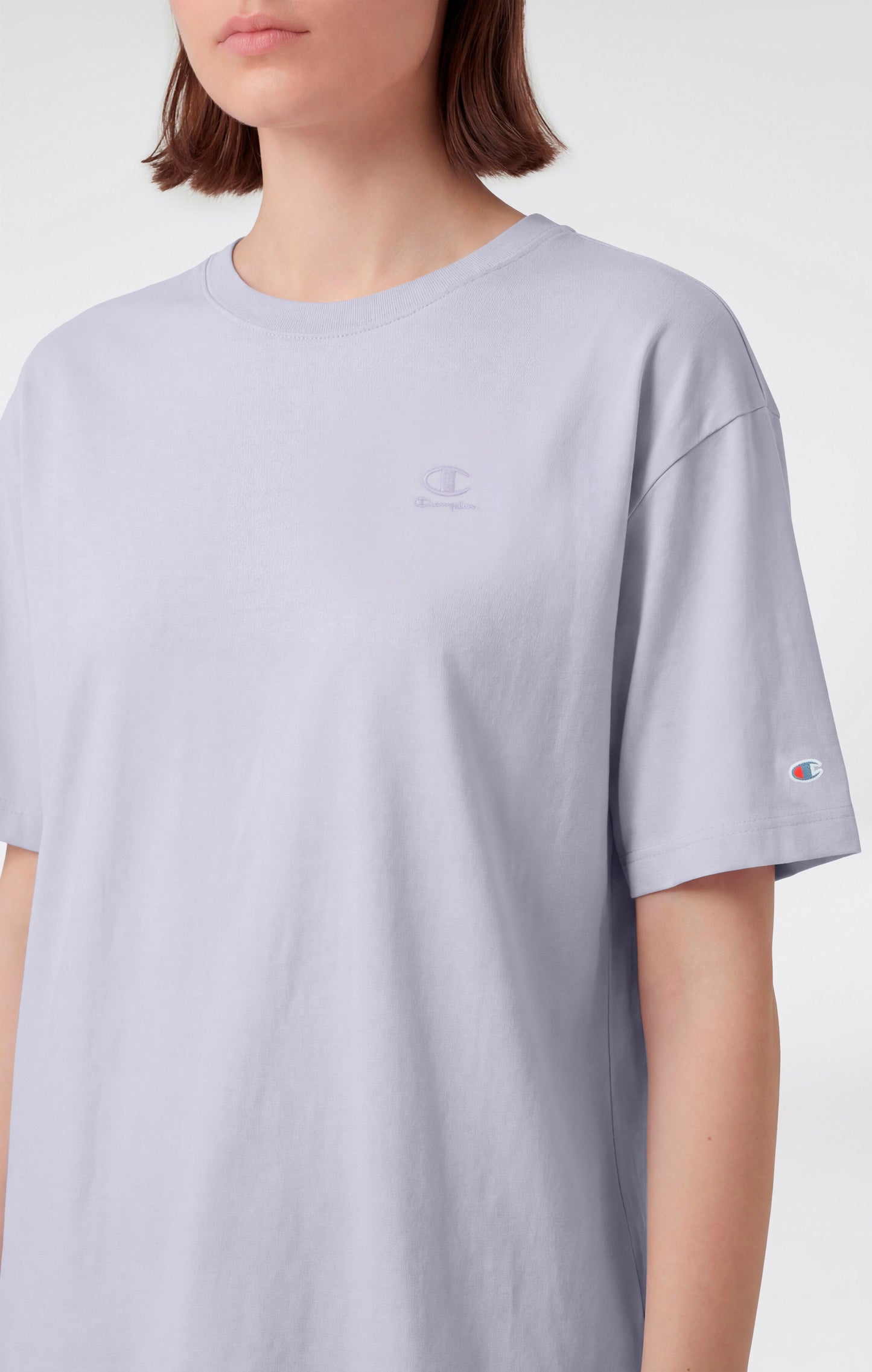 Damen-T-Shirt mit Washed-Effekt und Rundhalsausschnitt-Symbolen