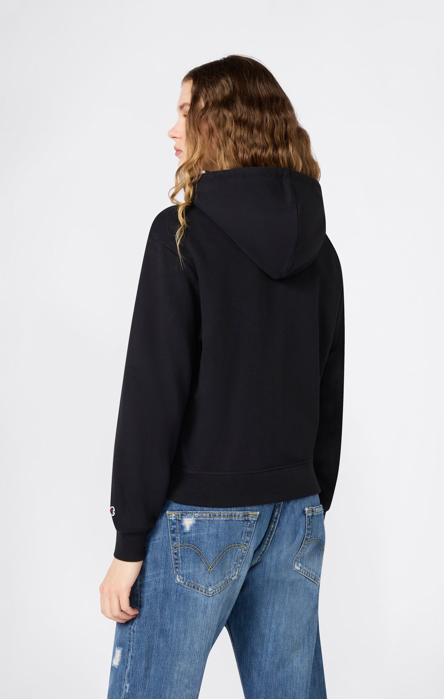 Damen Leichtes Kapuzen-Sweatshirt mit Ton-in-Ton gestickten Maxi-Logo-Icons