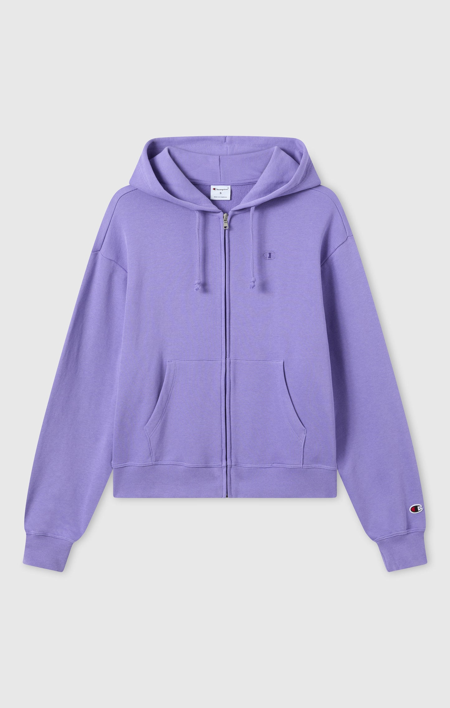 Damen Leichtes Kapuzen-Sweatshirt mit durchgehendem Reißverschluss und gestickten C-Logo-Symbolen in passendem Farbton