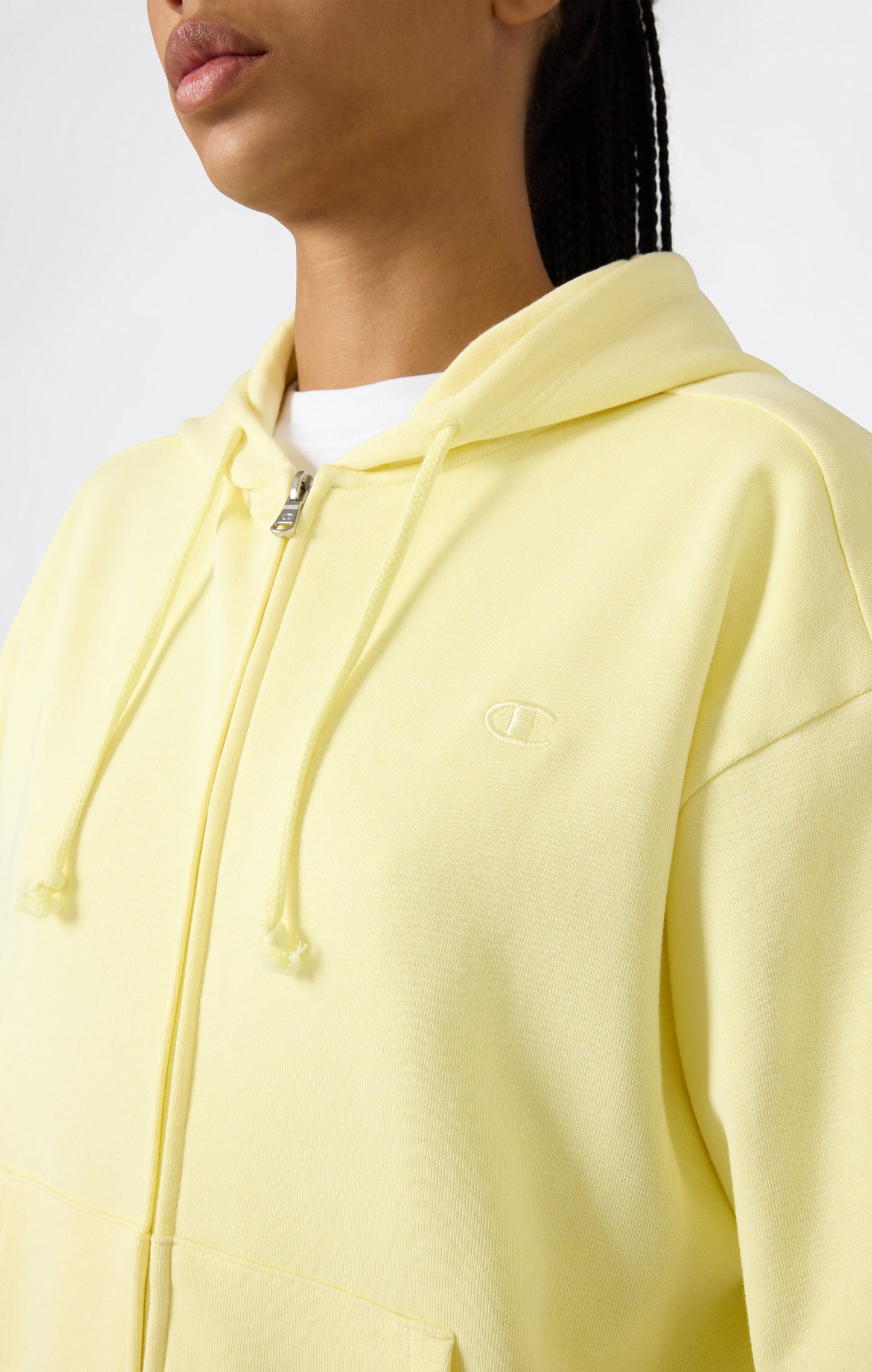 Damen Leichtes Kapuzen-Sweatshirt mit durchgehendem Reißverschluss und gestickten C-Logo-Symbolen in passendem Farbton