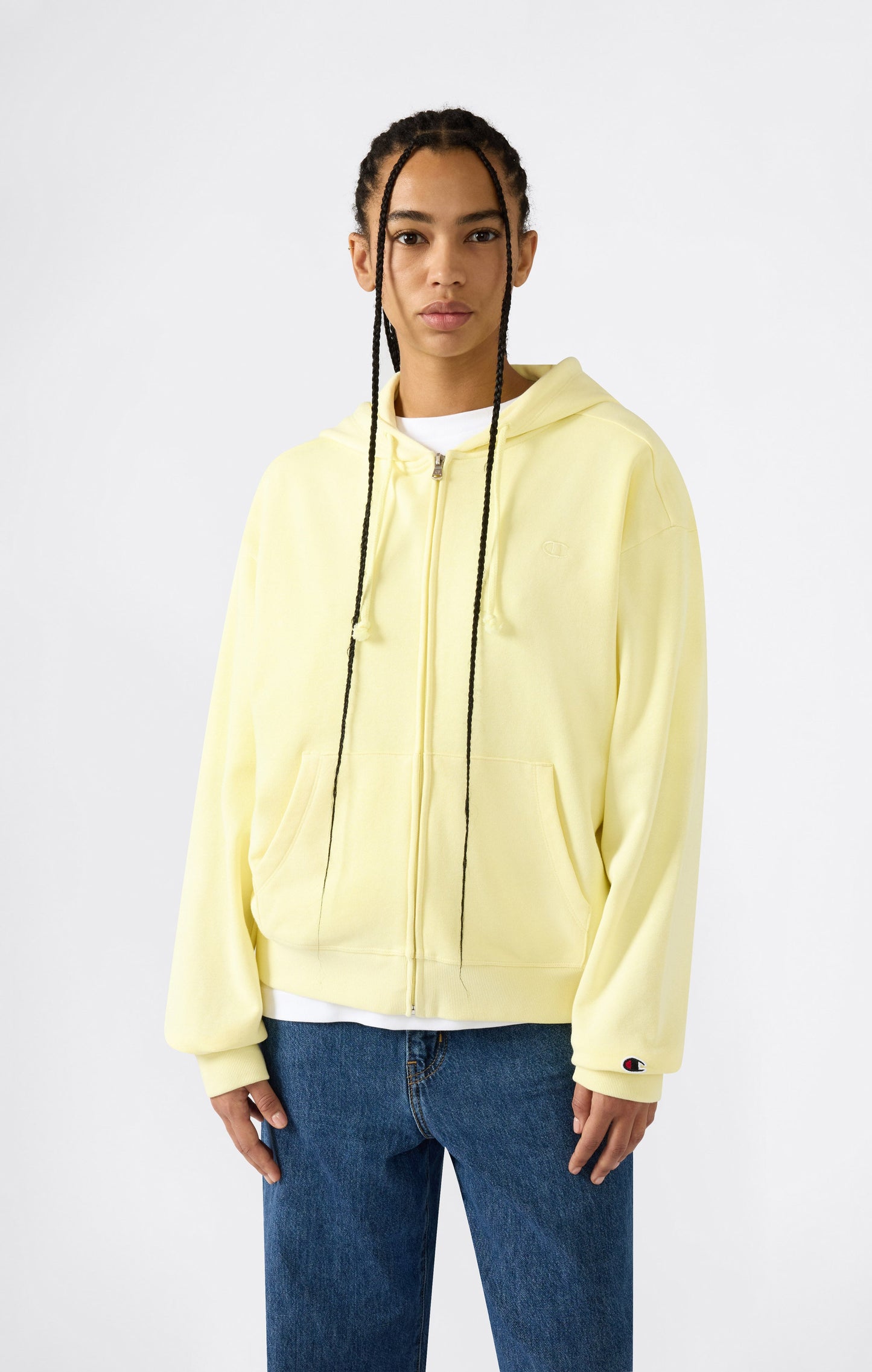 Damen Leichtes Kapuzen-Sweatshirt mit durchgehendem Reißverschluss und gestickten C-Logo-Symbolen in passendem Farbton